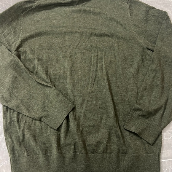 Van Heusen Sport Men's 1/4 Zip Cotton Sweater Military Shoulder - Large - Green - Picture 2 of 6